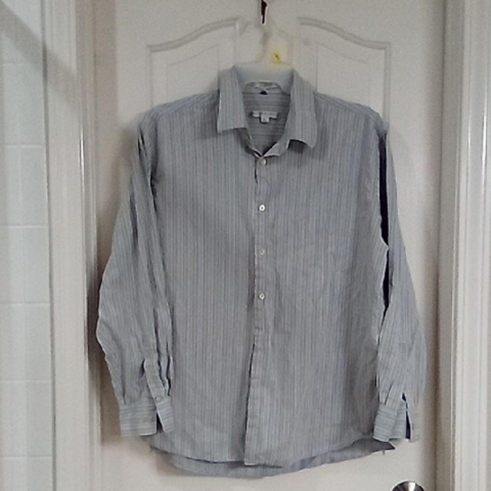Geoffrey Beene Men's Blue Striped Button Down Shirt